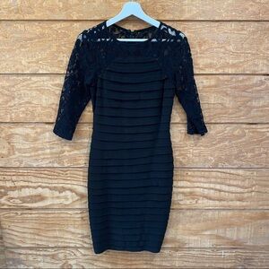 Betsy & Adam Women's Black Lace Sheer Bodycon Dress (Size 4) A14746